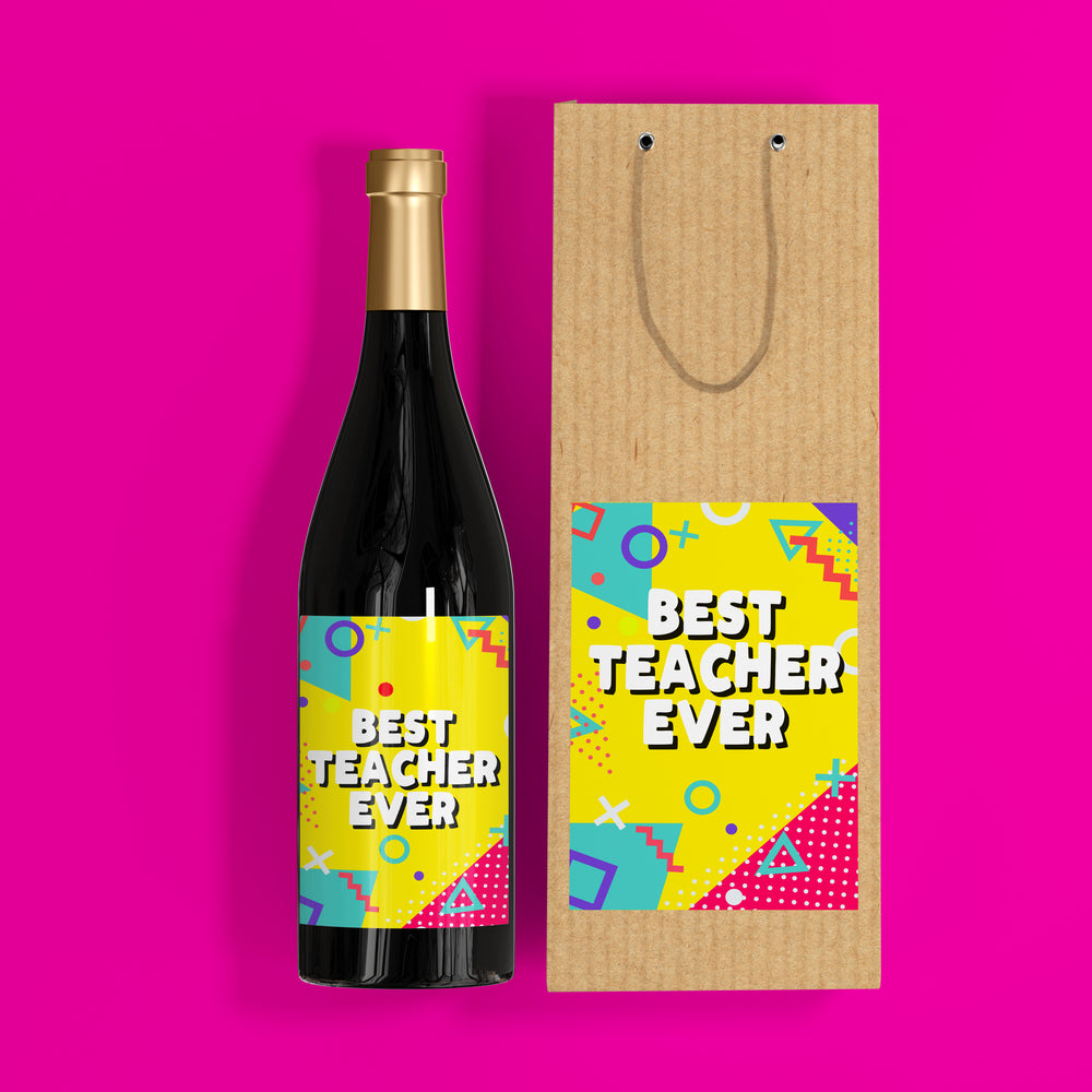 Best Teacher Yellow Bag & Wine Label #1 image